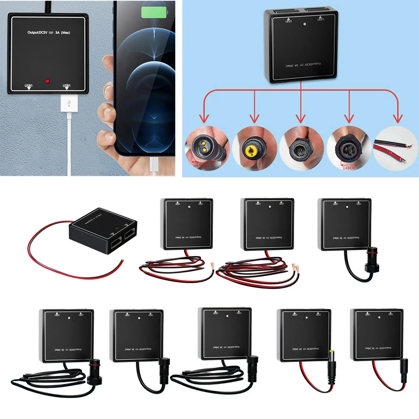 Stabilizer Tegangan Surya 5V3A Pengontrol Pengisian Panel Surya USB Ganda Hitam