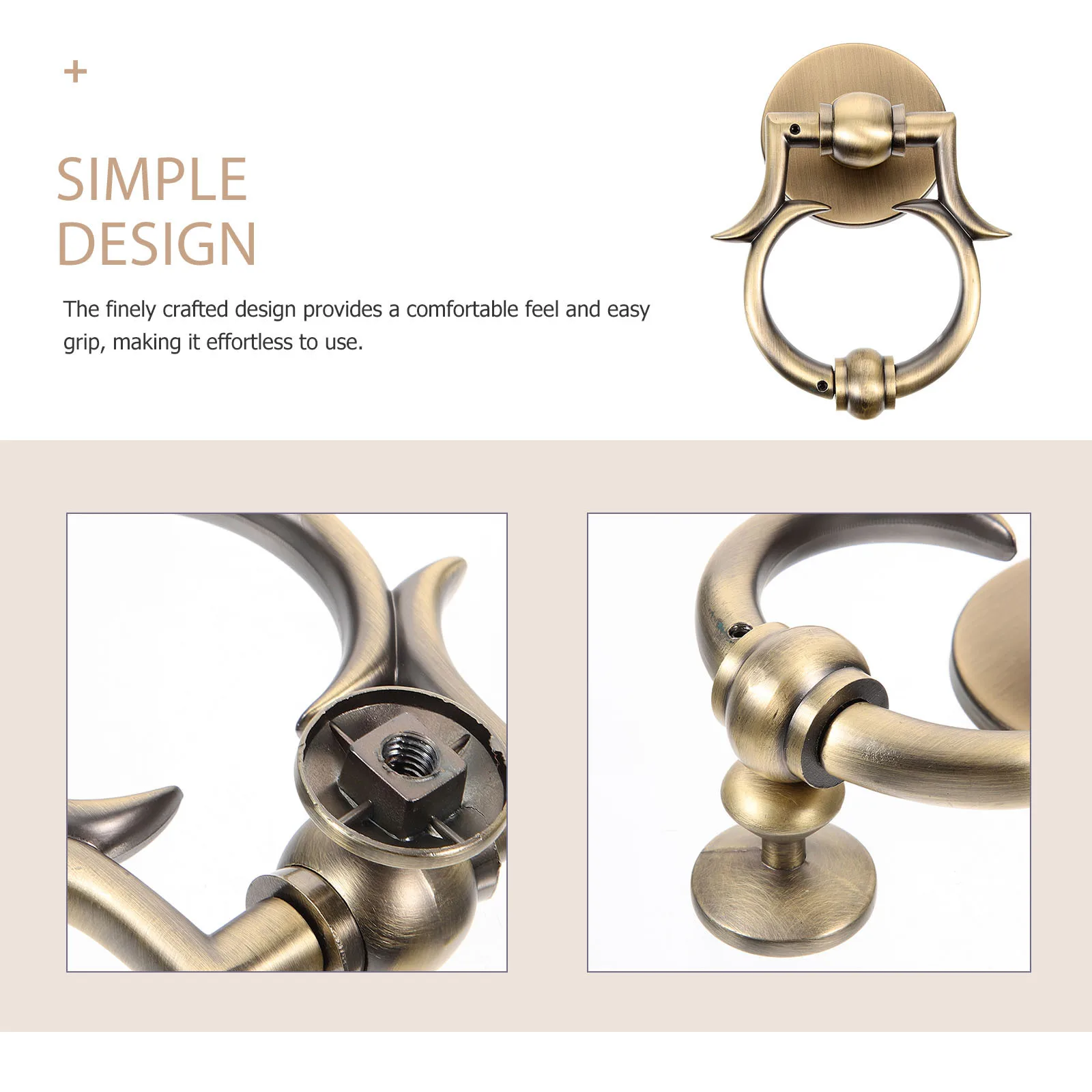 مطرقة الباب الأمامي، بناء سبائك الزنك، تصميم أنيق يكمل أنواع الأبواب المختلفة، مستلزمات المنزل، مطرقة كلاسيكية