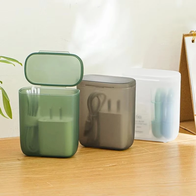 Portable Cable Storage Box Wound Headphone Cable Charger Storage Box Drawer Sorting Boxes with Cover Makeup Lipstick Holder Case