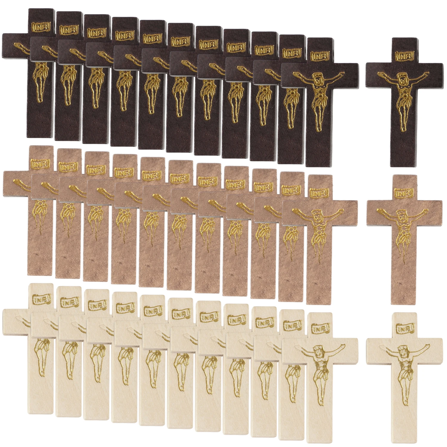 Random Religious Wooden Cross, Jesus Saint Benedict Necklace, DIY Jewelry for Men and Women