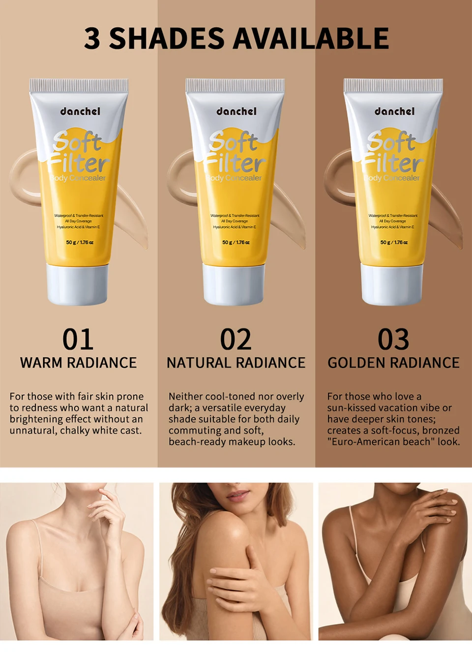 Body Concealer Waterproof Transfer Resistant Long Lasting High Coverage Natural Finish Makeup for Scars Spots Veins Tattoos