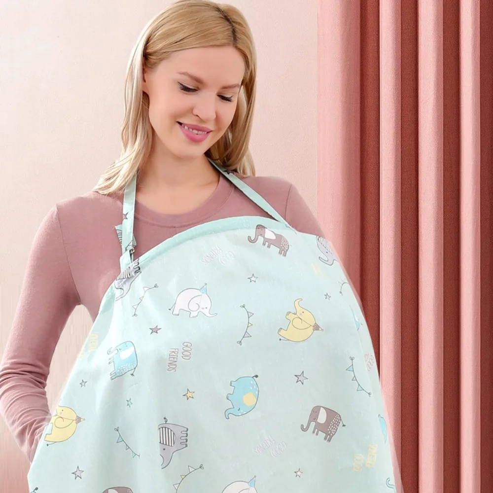 Breathable Mesh Breastfeeding Cover Cartoon Cotton Outdoor Nursing Towel Adjustable Feeding Cover Baby Stroller Blanket Outdoor