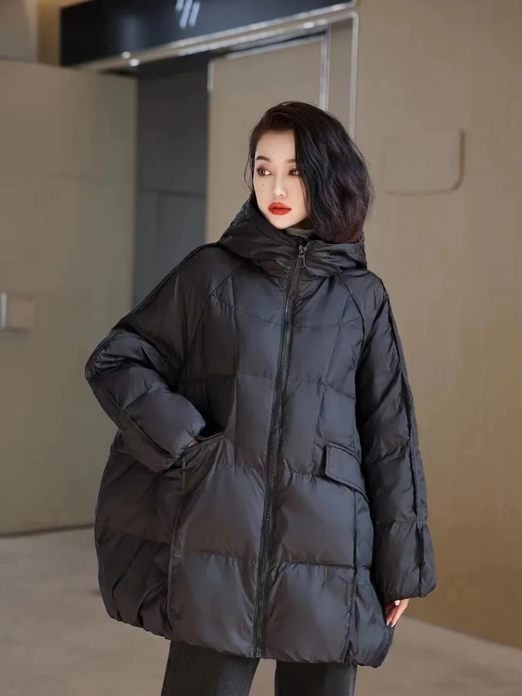 Women's Solid Color Casual Trendy Simple Basic Loose Long Sleeve Hooded Quilted Coats Autumn Winter New Fashion Female Parkas