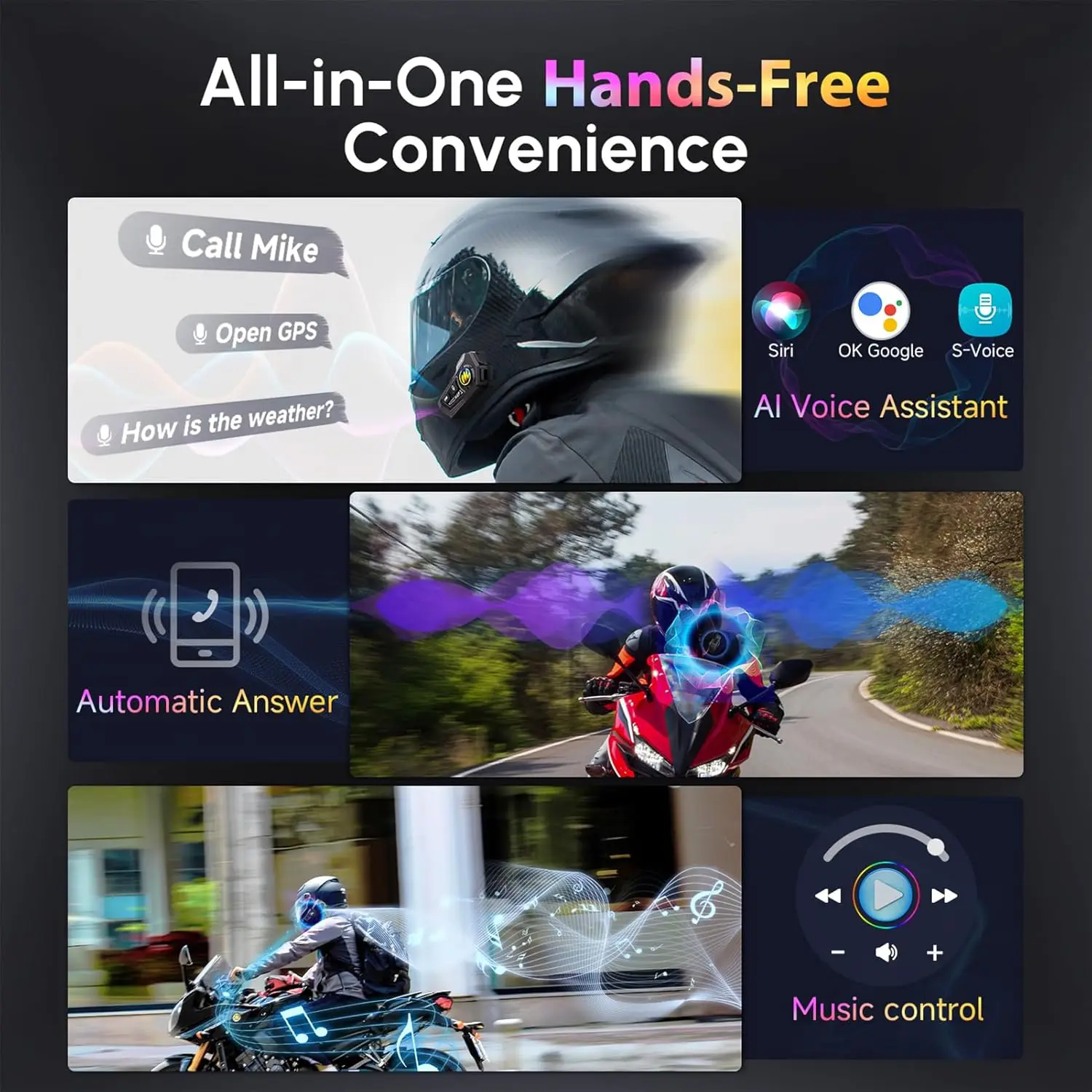 سماعة خوذة دراجة نارية Moman RS-H4P مزدوجة للحد من الضوضاء مع مكبرات صوت خوذة دراجة نارية ناعمة هاي فاي - بطارية قوية 1000 مللي أمبير في الساعة #5