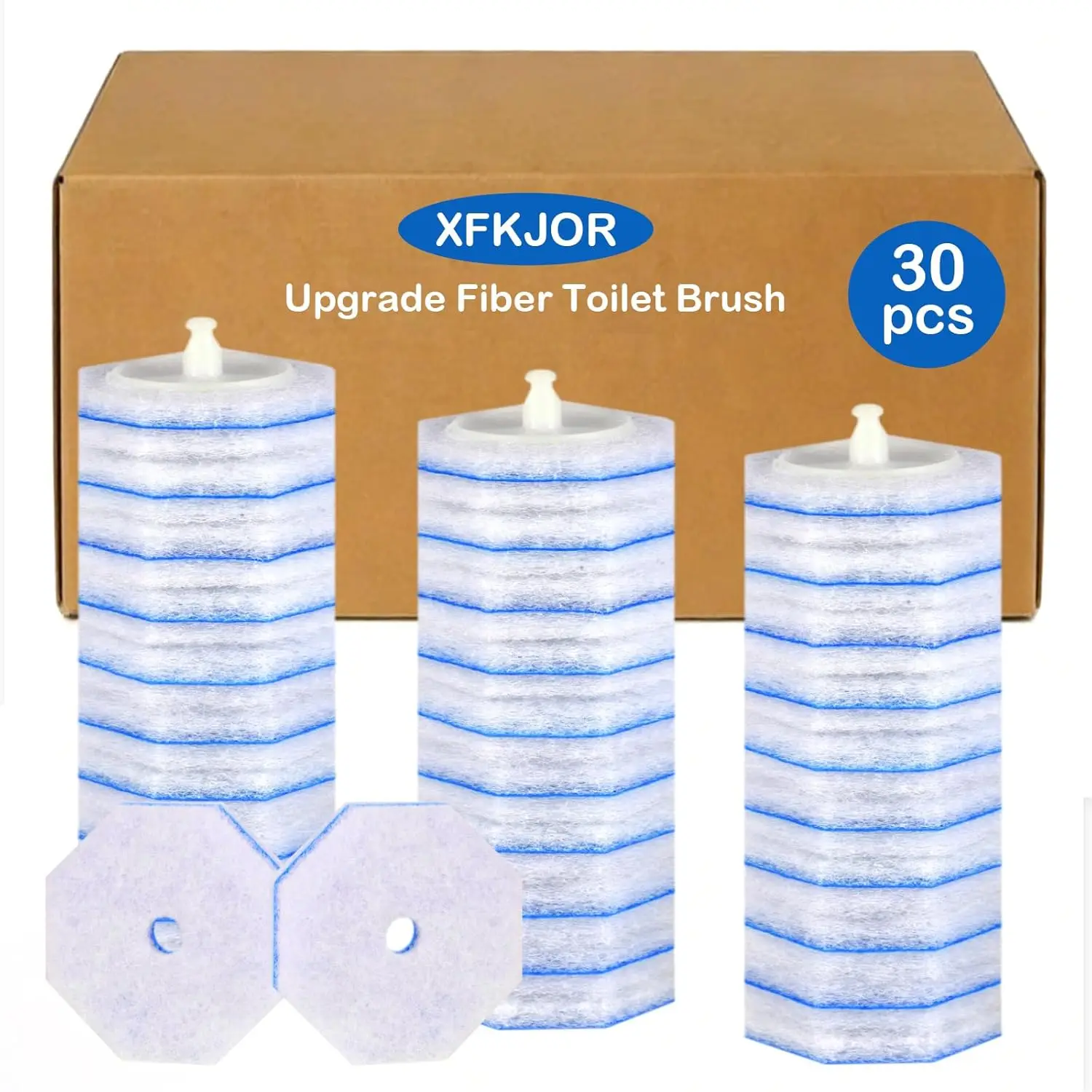

30 Count Toilet Wand Refills - 3-Layer Thickened Toilet Brush, 5X Cleaning Power, 360° Efficient Cleaning
