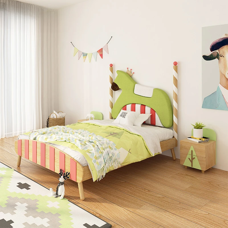 Cama infantil de madera maciza, empalme para niños y niñas, almacenamiento ensanchado, cama grande, cama tamaño pequeño de princesa y madre para