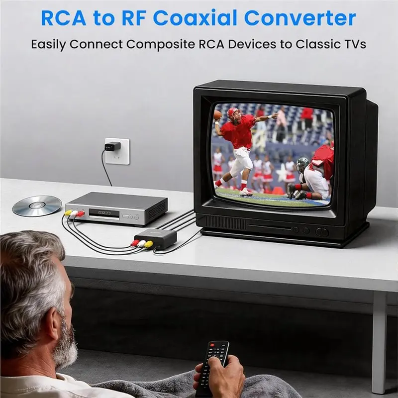 RF Coaxial Converter RCA To RF Coaxial Adapter For PS2/PS3/Xbox 360/Wii For VHS/VCR/DVD Players Game Consoles US Plug - view 2
