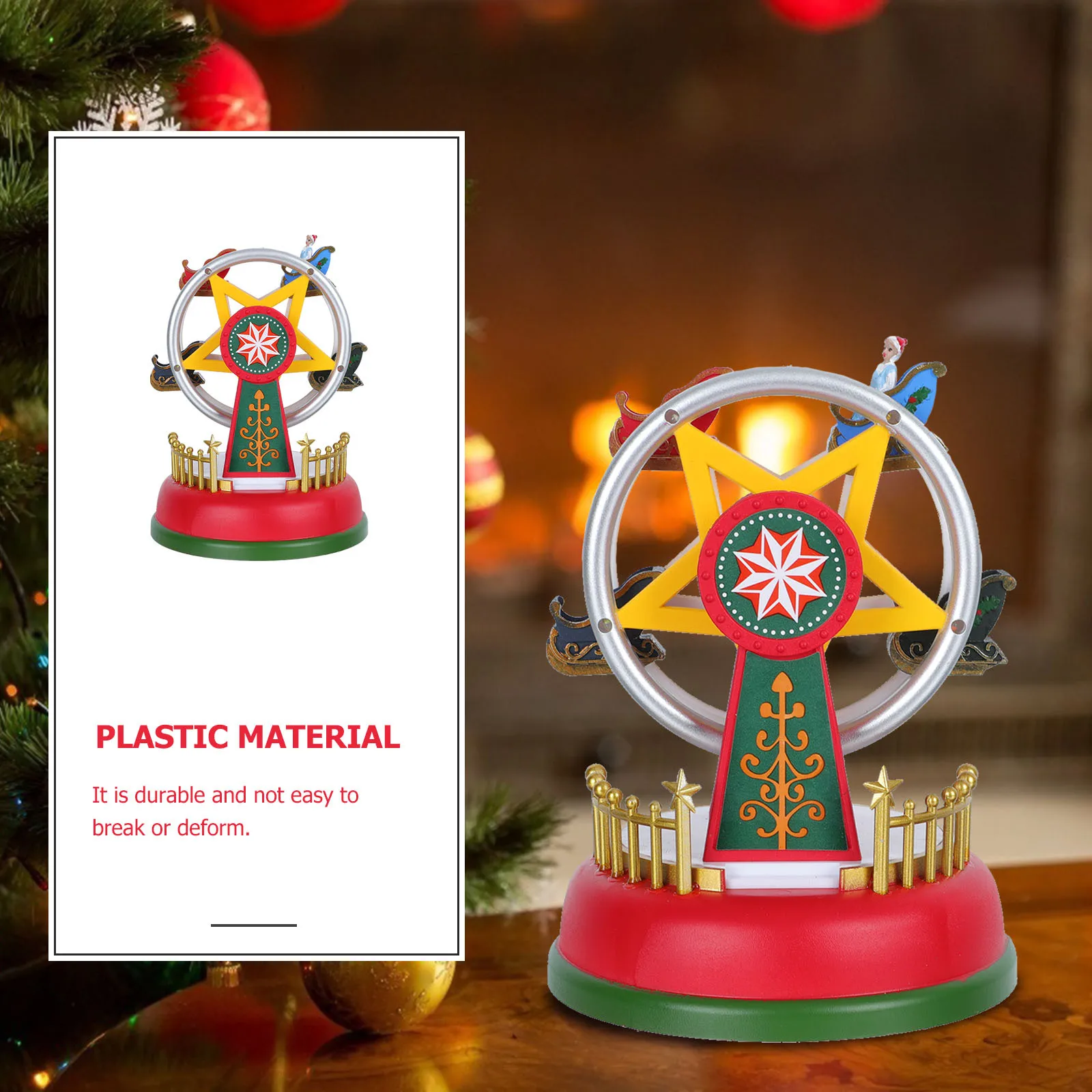 

1Pcs Ferris Wheel Music Box Christmas Desktop Ornament Glowing Plastic Music Box Creative Gift Decor Desktop Decor