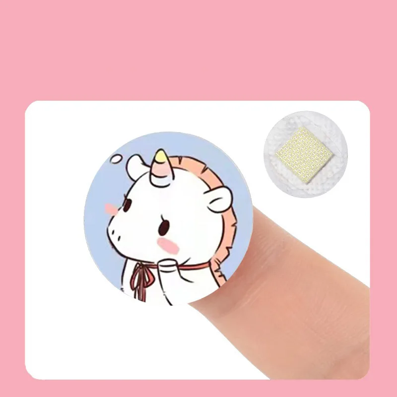 120pcs Girl Cartoon Vaccinum Skin Patch Tape Sticker Waterproof Breathable Band Aid Round Shaped Adhesive Bandages First Aid Kit