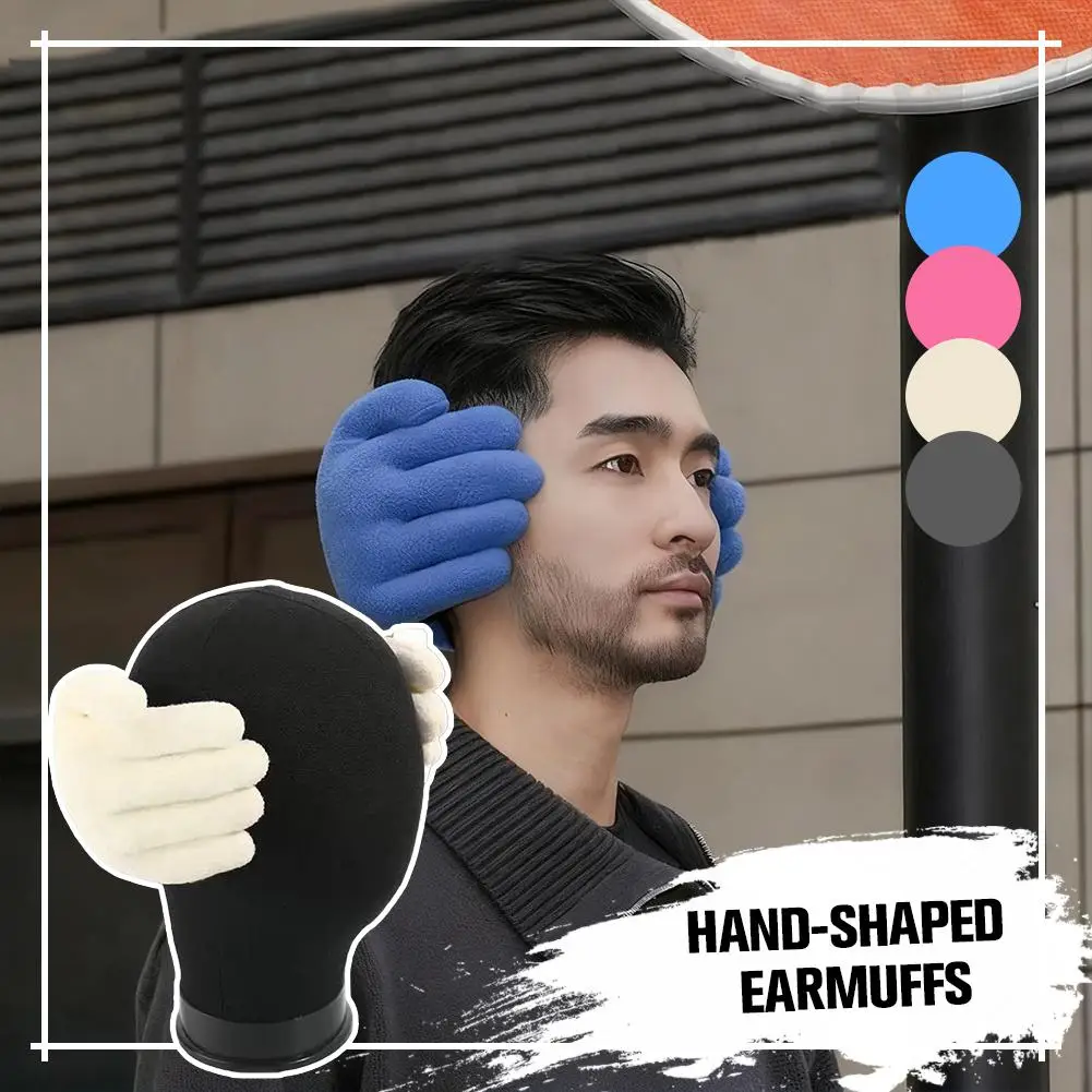 غطاء للأذنين شتوي مضحك على شكل يد للدفء للجنسين غطاء للأذنين رياضي خارجي مصنوع يدويًا مع حماية من القطيفة لركوب الدراجات والتزلج