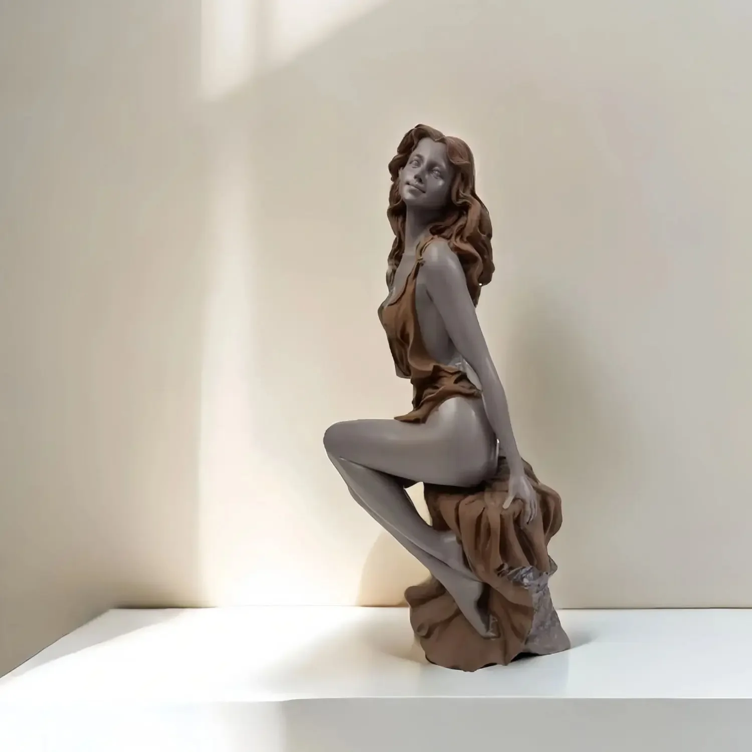Estatua de belleza bronce antiguo, escultura clásica diosa europea, estatuilla señora Vintage, decoración de escritorio