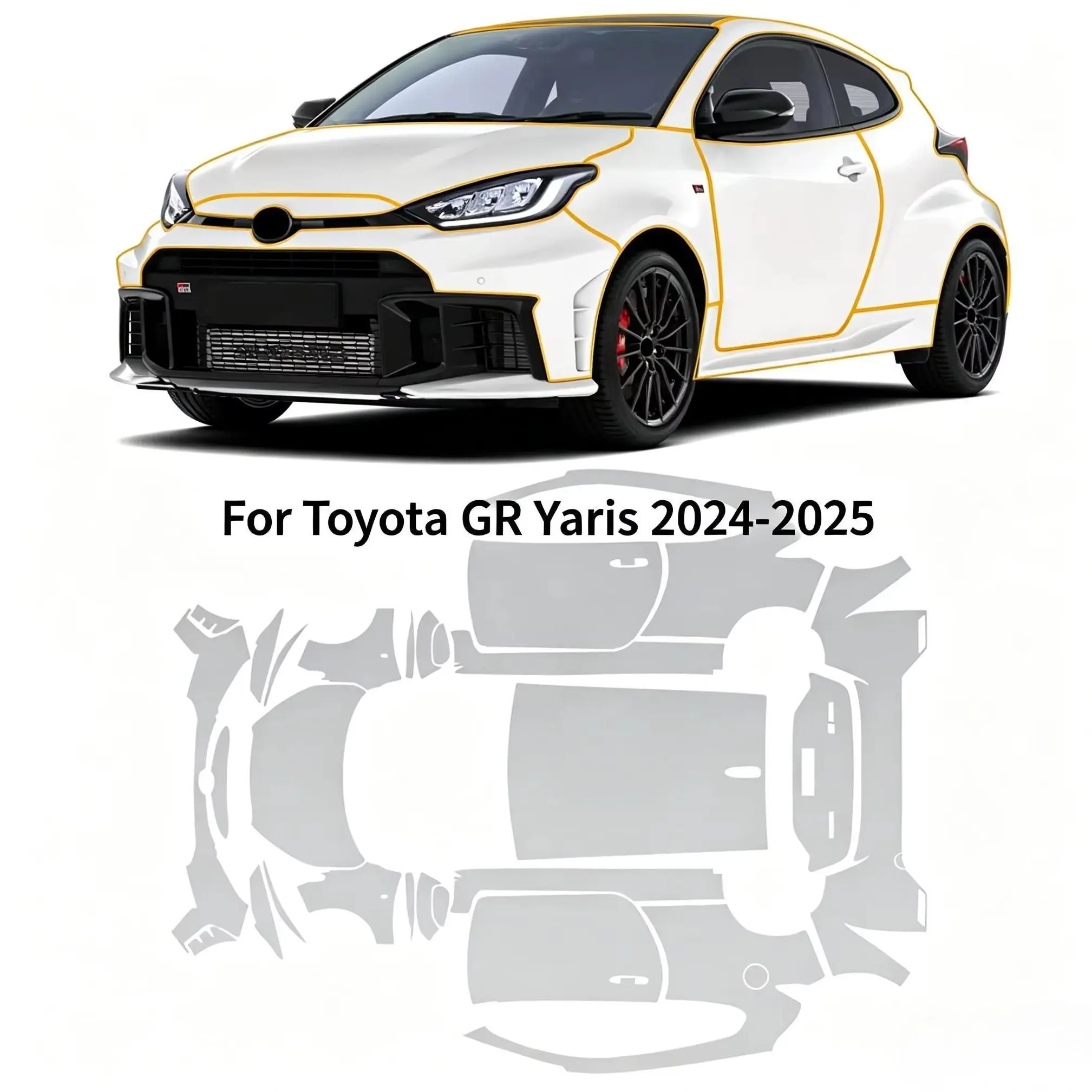 

8.5Mil TPU Bumper Scratch-resistant Clear Paint Protection Film For Toyota GR Yaris 2024-2025 Body Transparent Bra Per-cut PPF