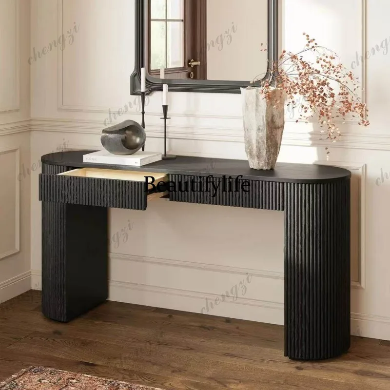 American rural retro solid wood entrance table foyer entrance cabinet household table light luxury