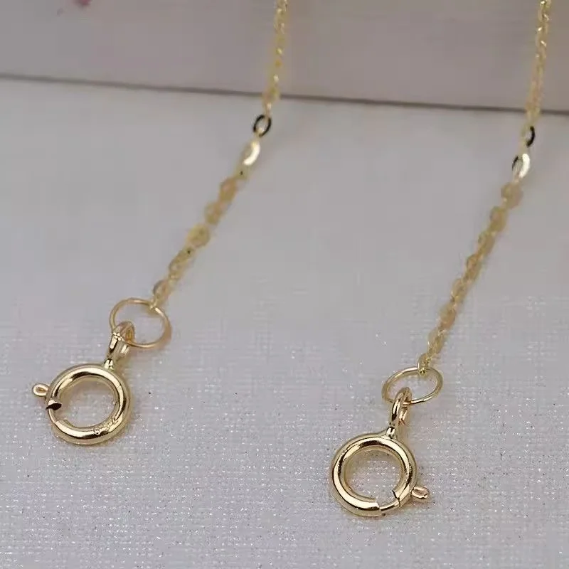 XF800 Real 18K Yellow Gold Double Buckle DIY Handmade Extension Chain Au750 Daily Versatile Ultra Light 4mm Closure Buckle diy09