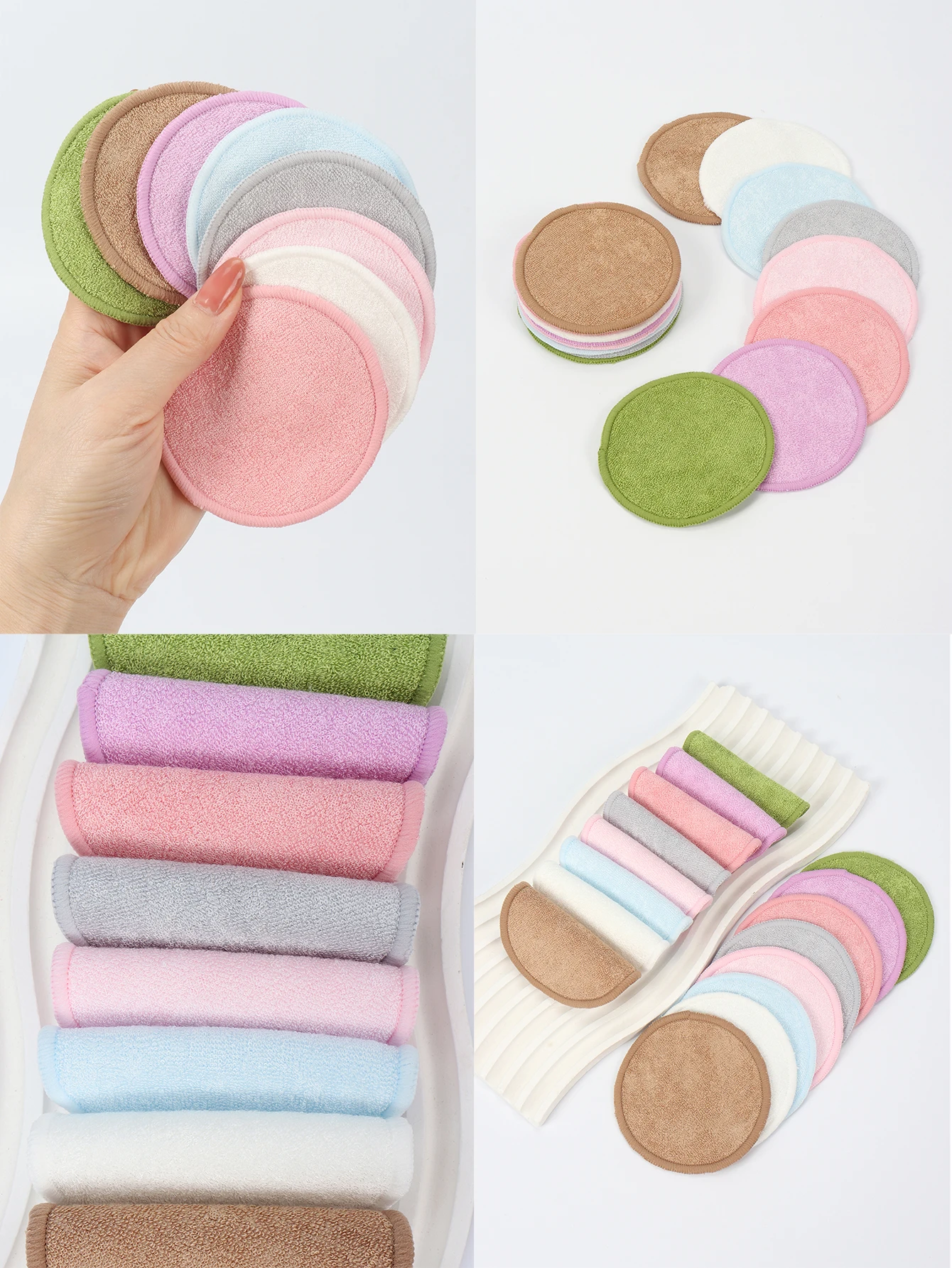 แผ่นเช็ดเครื่องสำอางแบบใช้ซ้ำได้ 5/10/20 ชิ้น ผ้าเช็ดทำความสะอาดใบหน้าแบบซักได้ ฟองน้ำทำความสะอาด สำหรับเช็ดครีมและน้ำยาล้างเครื่องสำอาง