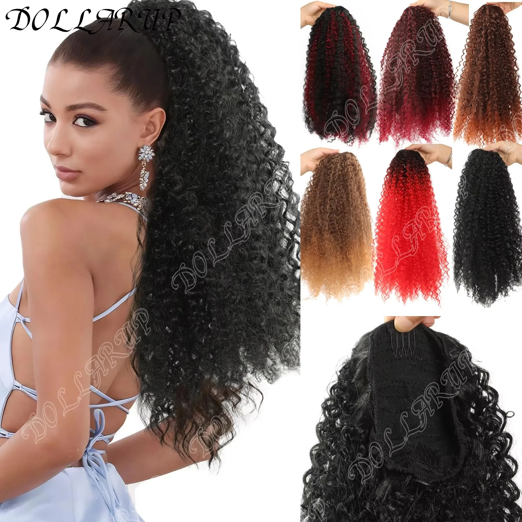 

JKL Синтетический короткий афро-кудрявый хвостик для наращивания волос для афро-американского хвоста Афро-кудрявый вьющийся хвост