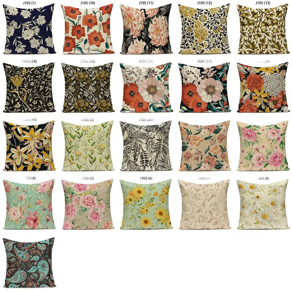 Plant Pillowcase Flower Print Pillow Cover Home Decor Cushion Cover Print Pillow Cases 45x45cm Car Pillow Case Sofa Decoration