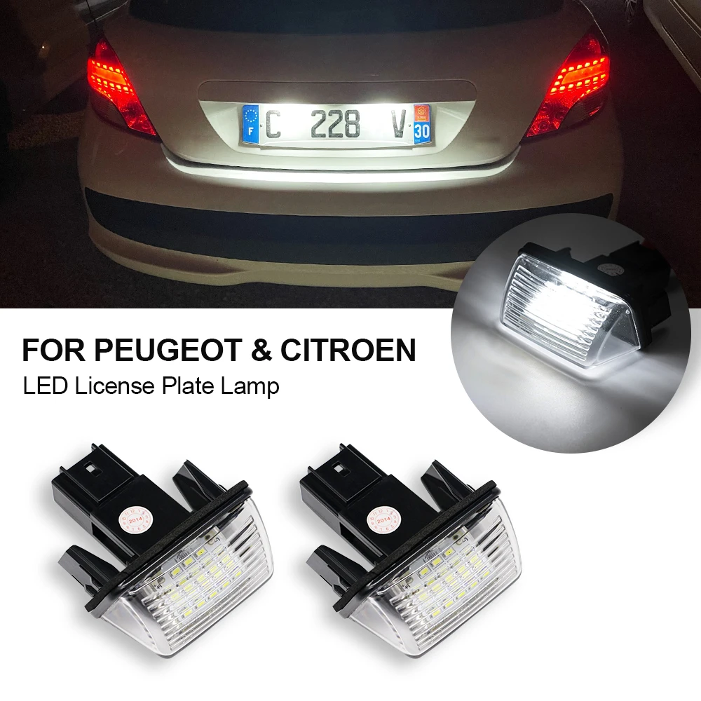 

2pc Car LED License Number Plate Light For Peugeot 206 207 306 307 308 406 407 5008 For Citroen C3 C4 C5 Berlingo Picasso Lamp