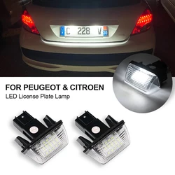 2pc Car LED License Number Plate Light For Peugeot 206 207 306 307 308 406 407 5008 For Citroen C3 C4 C5 Berlingo Picasso Lamp