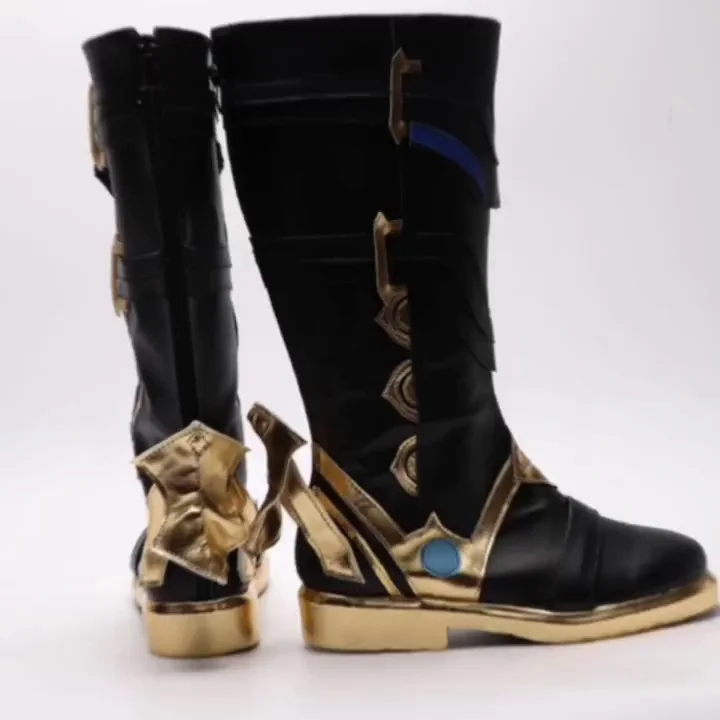Anime gra wpływ Fatui Harbingers lekarz Dottore buty Cosplay długie buty buty damskie/męskie buty Halloween PU buty charakterowe
