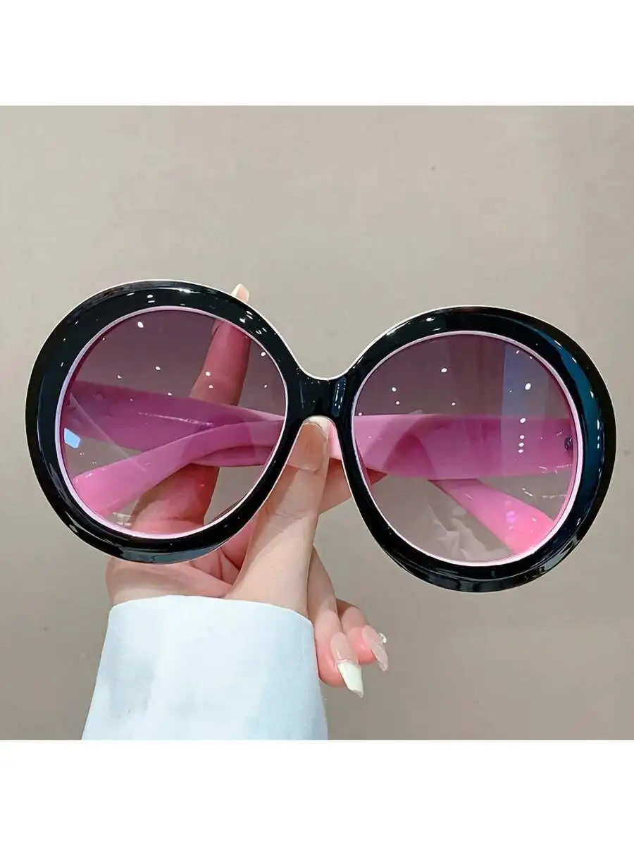 Women's Large Round Frame Glasses - Black Frame Non-Prescription Decorative Glasses, Retro Modern Daily And Special Occasion