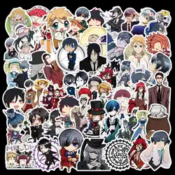 50pcs Black Butler Cartoon Graffiti Sticker Personality Suitcase Water Bottle Skateboard Cartoon Waterproof Sticker