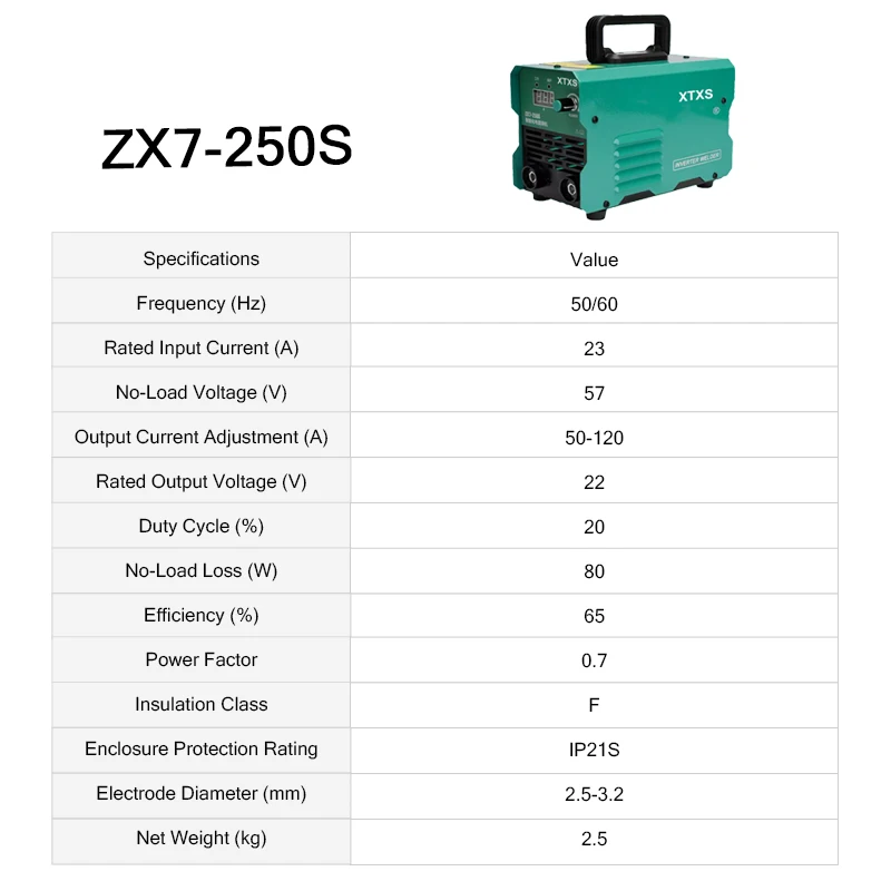 XTXS ZX7-250S Intelligent Arc Welder Portable MMA Welding Machine Digital Display Household IGBT Welding Equipment