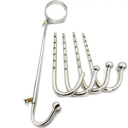 Adjustable Stainless Steel Force Straight Up-Right Device Neck Ring Collar Anal Hook Fix Pole Restraint Bondage Adult Sex Toy