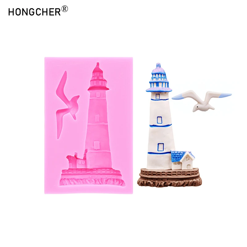 Hut Lighthouse Creative Micro Landscape Resin Accessory Decoration Drip Mould DIY Chocolate Cake Decoration Silicone Mould