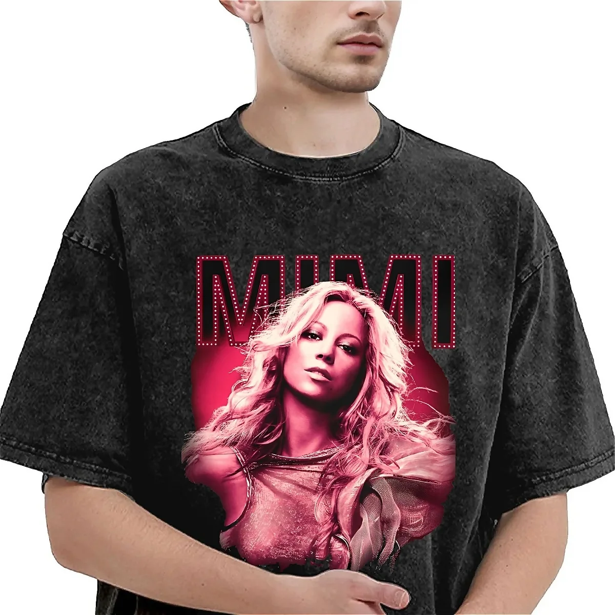 Mariahs Careyed Washed T Shirt Male American Music Singer Streetwear Cotton T Shirts Summer O-Neck Harajuku Tees Oversize Tops