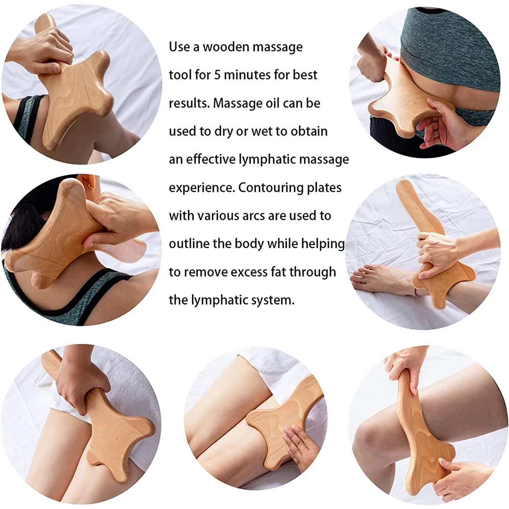 1PCS Madeira Gua Sha Massagem Ferramenta Anti Celulite Massageador Madeira Terapia Drenagem Linfática Paddle Body Shaping Relaxamento Muscular