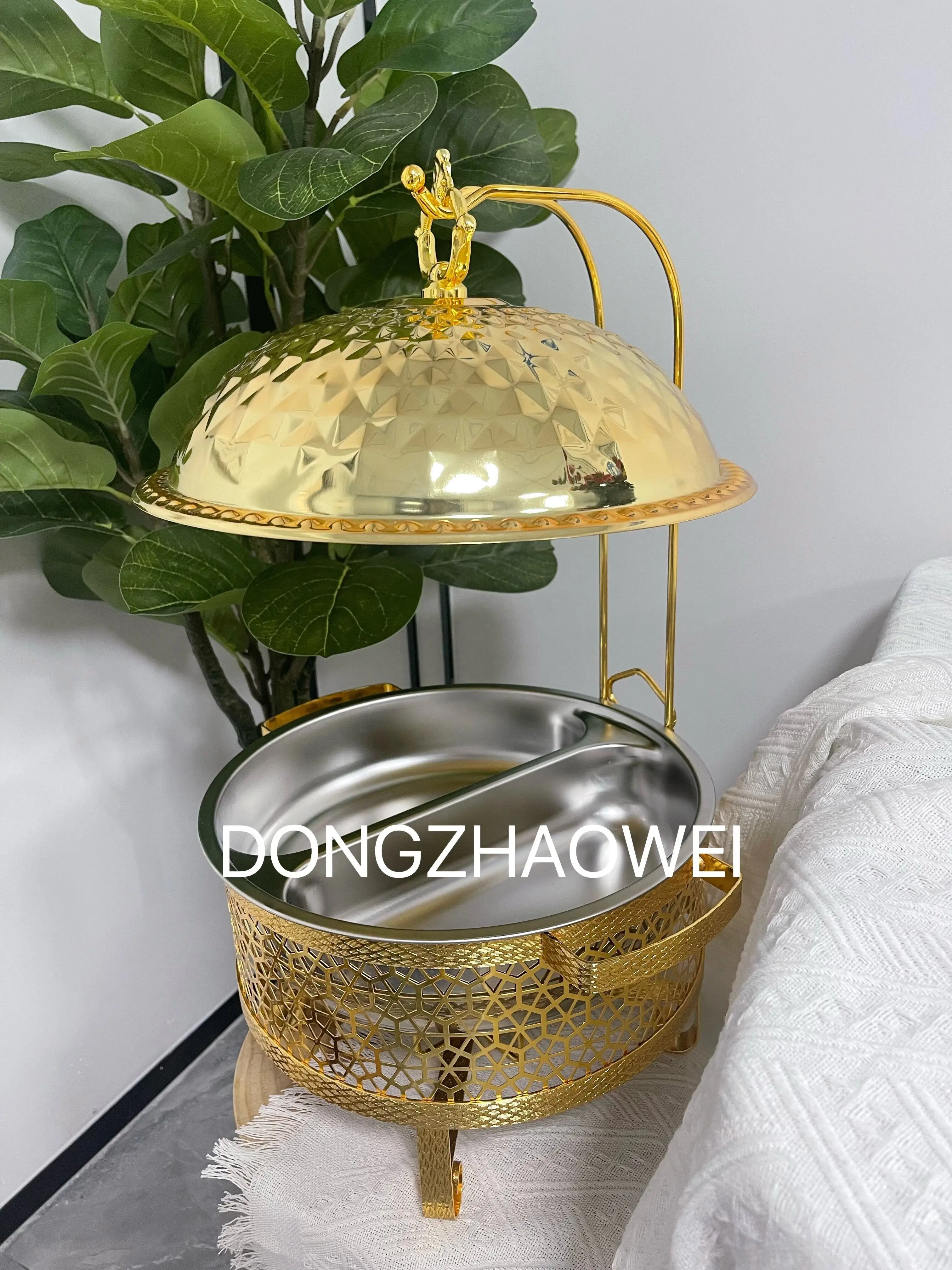 4.5L small one Other hotel Chafing dish With Lid Holder Food Warmer Diamond Cover 4.5L  Golden Four-Leaved Clover Chafing Dish