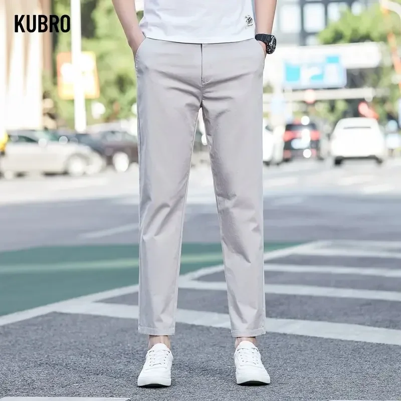 

KUBRO 2023 New Autumn Large Men's Big Size Stretch Breathable Straight Leg Pants Elastic Male Full Length Streetwear Trousers