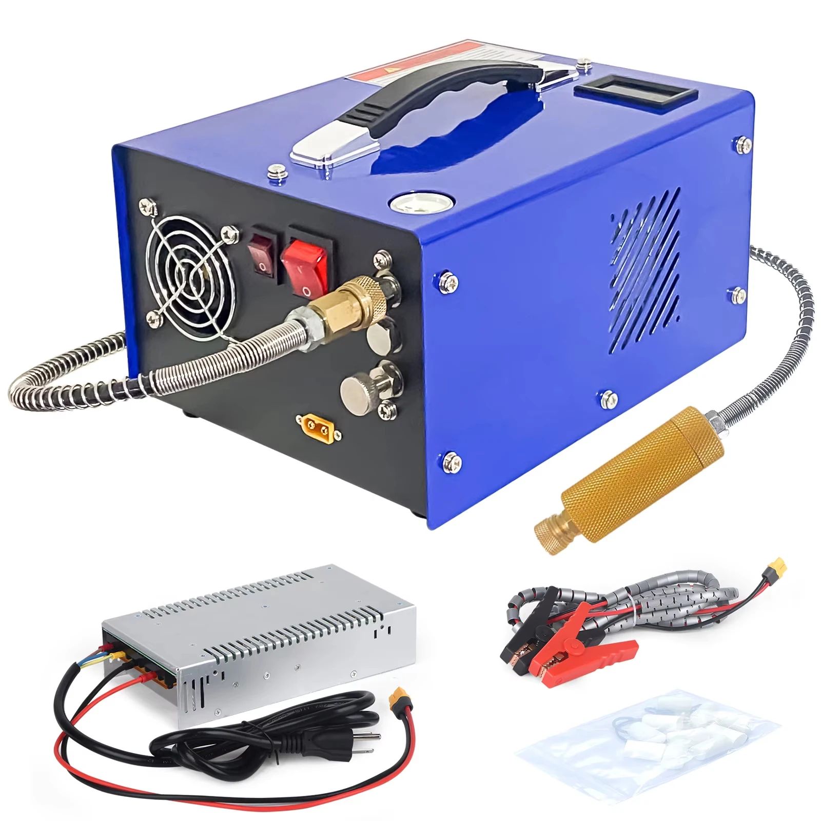 

PCP Air Compressor Pump With Explosion-proof Valve 300Bar 4500Psi 12/110/220V For Filling Submersible Cylinders Car Inflator