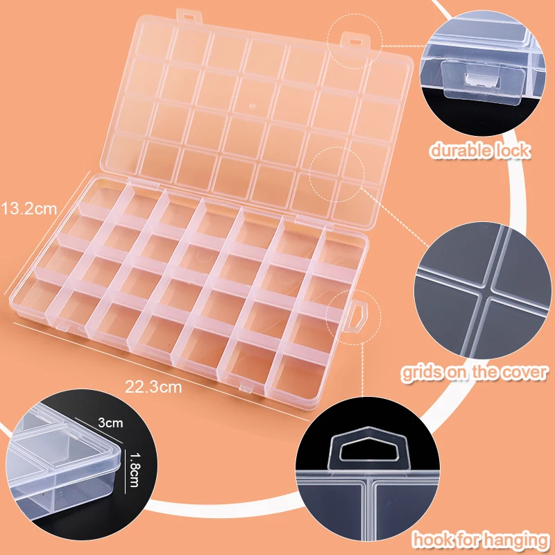 Transparent Storage Container Jewelry Box Clear Plastic Organizer Box Empty Earring Storage Organizer Display Case for Beads