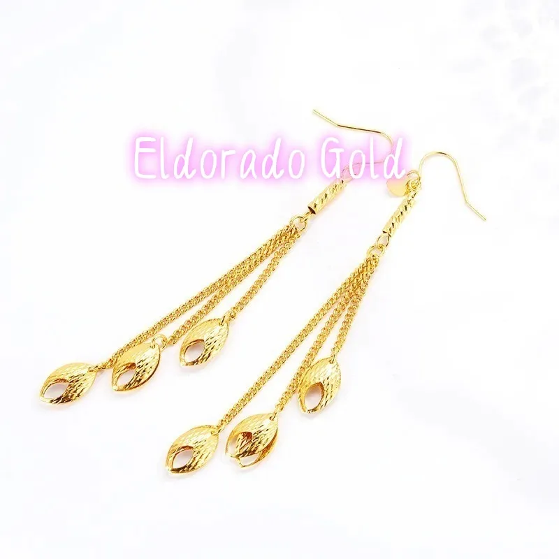 

Eldorado Gold Eldorado 2025 2025Noble AU999 Gold Water Drop Tassel Earrings Real Gold Goddess Banquet Earrings 24K Pure Gold Fa