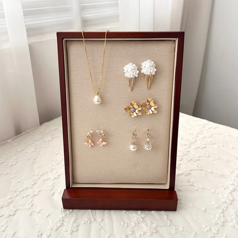 

Wooden Jewelry Display Stand Necklace Earring Display Rack Portable Trinket Storage Rack Women's Accessory Organizer Container