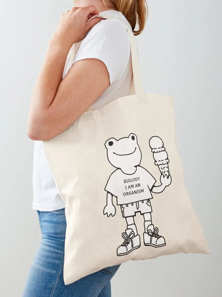 Pickles The Frog with a Liquid Smooth T-Shirt Tote Bag กระเป๋าชายหาด กระเป๋าผู้หญิงหรูหรา