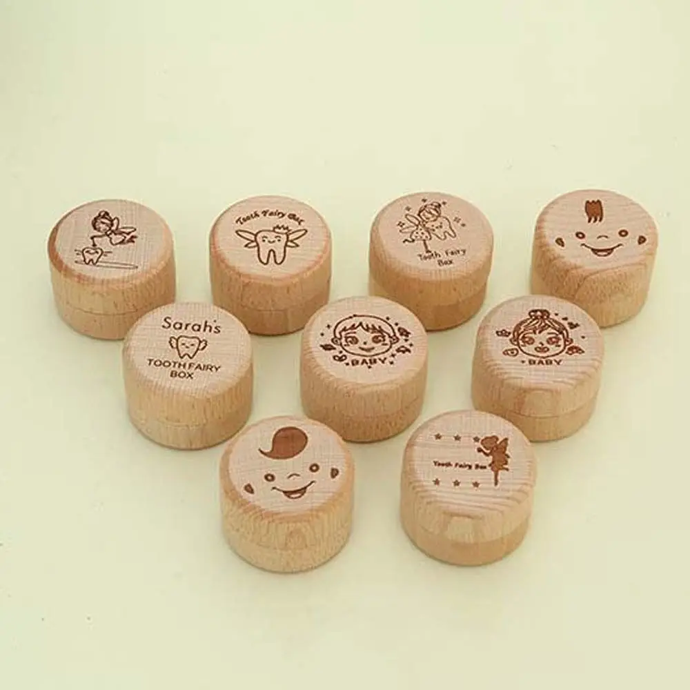 Boîte de nickel ation de dents en bois personnalisée, porte-dents rond, cadeau d'anniversaire pour filles et garçons, boîte à dents de lait avec nom