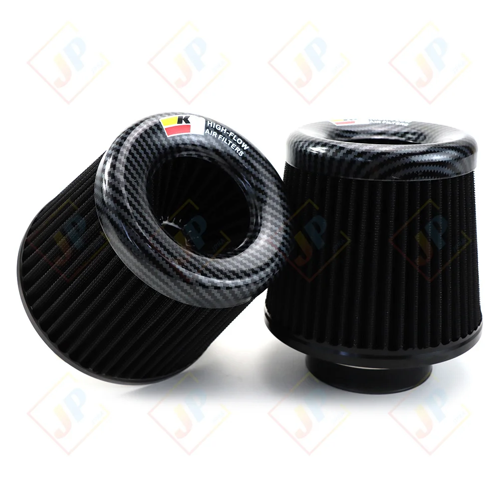 New Carbon graining 76MM 3 Inch High Flow Car Air Intake Filter Induction Kit Universal Car Accessories Tapered Air Filters