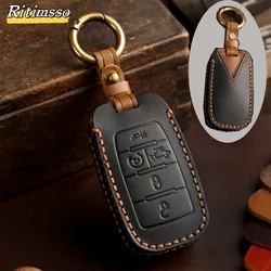 Leather Car Key Case Cover for Dodge RAM 1500 2500 3500 4500 5500 TRX Pickup 2019 2020 2021 2022 Chrysler Jeep Grand Cherokee