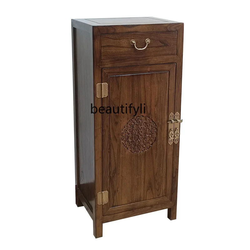 

New Chinese Style Old Elm Home Corner Storage Hall Entrance Cabinet Entrance Doorway Small Shoe Cabinet