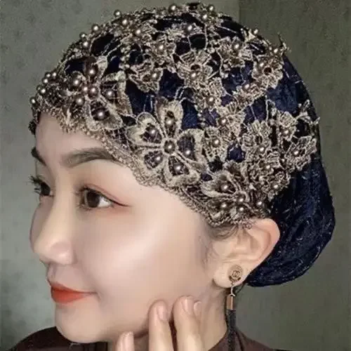 

Кепка-тюрбан с вышивкой бисером для женщин, мусульманский платок, шапка от выпадения волос, химиотерапия, повязка на голову, хиджаб, нижний шарф, тюрбан Mujer