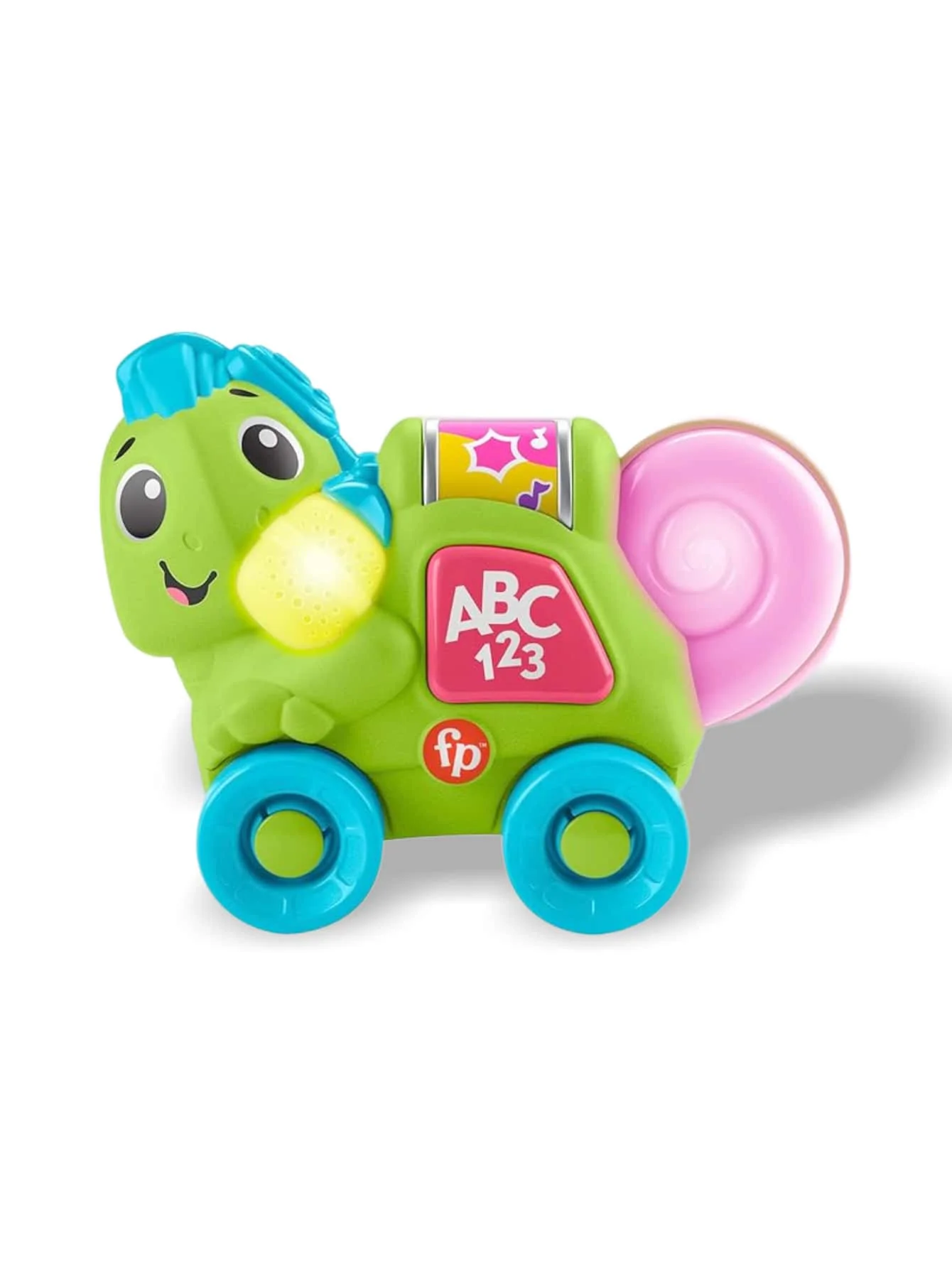 Mattel Fisher-Price Link Squad Crawl 'n' Colors Camaleón, juguete interactivo para bebés y niños pequeños con ruedas que se deslizan, funciones educativas para el desarrollo temprano, el regalo perfecto para bebés y niños pequeños a partir de los 9 meses, ideal para jugar en las fiestas y en el día a día.