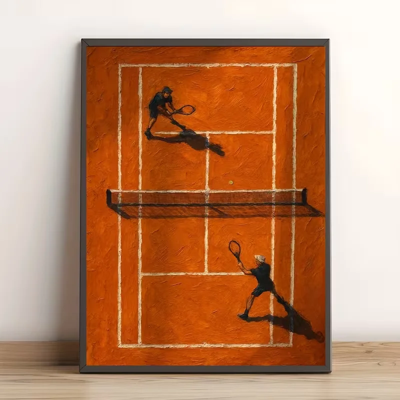 1pc Frameless Tennis Court Canvas Wall Art - Vibrant Green Modern Minimalist Print, Canvas Painting
