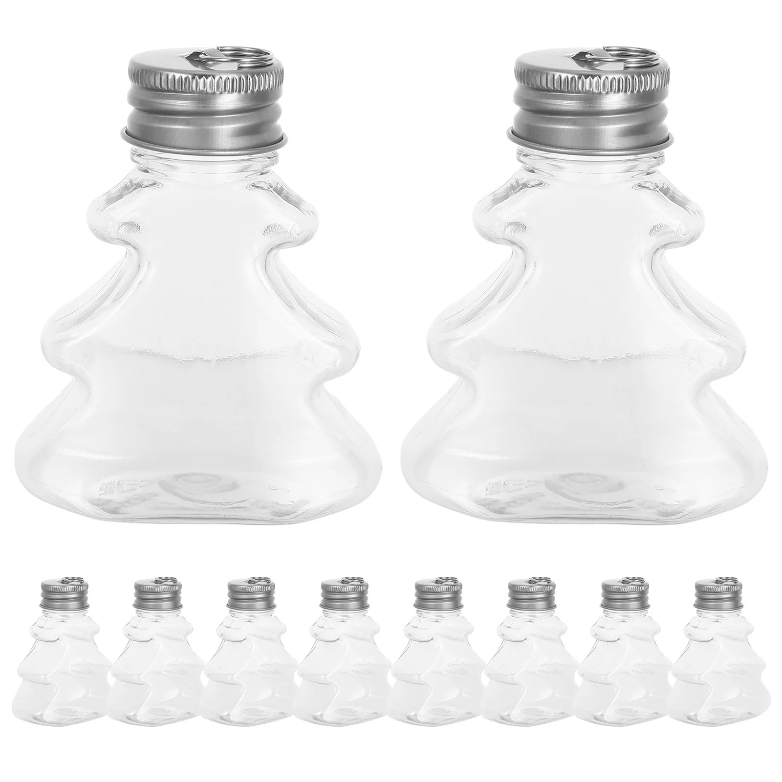 

12pcs Transparent Hanging Ornament 50Ml Fillable Tree Shaped Bottle Plastic Screw Cap Clear Christmas Decorative Jar Holiday