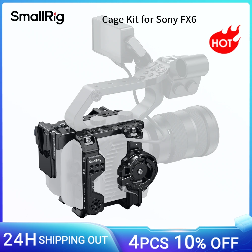 Image of SmallRig FX6 Cage Kit für Sony FX6 für vertikale Aufnahmen mit Top-Platte, seitlichem Griffadapter, Kabelklemme, Grundplatte und V-Mount-Platte