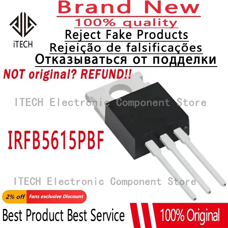 10 MOSFET di potenza a canale N IRFB5615 originale al pz/lotto 35A/150V 32mOhms TO-220 100% nuovo e originale