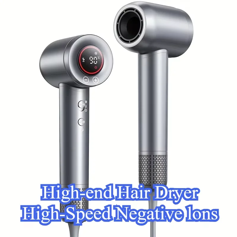 

110000RPM High-speed Hair Dryer, Low-noise Brushless Motor, 5-speed Control with Magnetic Diffuser and Nozzle Travel Salon Gray