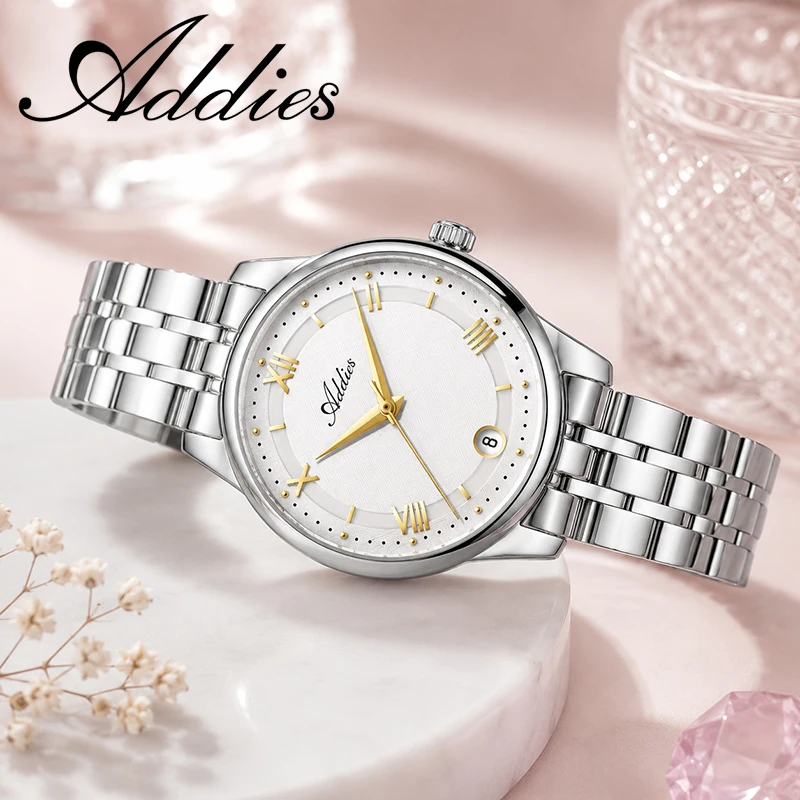 ADDIES Top Brand Women's Watch New Luxury Business Sapphire Glass Ladies Quartz Wristwatch Stainless Steel 50m Waterproof 31mm